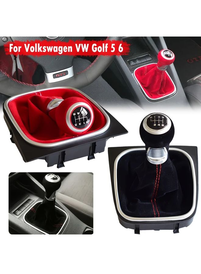 Red Circle Bright Black 6 Speed Gear Shift Knob Cover For Volkswagen Golf MK5 MK6 R32 GTI 2004 2009 - Image 4